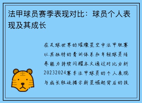 法甲球员赛季表现对比：球员个人表现及其成长